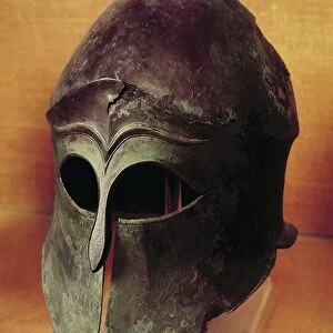Bronze Corinthian helmet, from the Peloponnesus, Greece