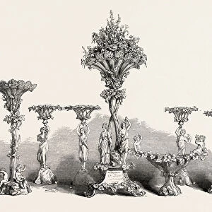 Dessert Service of Plate Presented to the Mayor of Bristol, Uk, 1851 Engraving