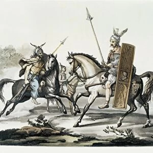 Germanic warriors, engraving