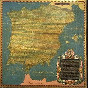 Map of Spain, by Stefano Buonsignori, oil painting, 1575-1584