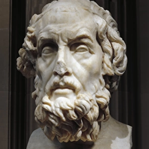 Marble head of Homer, from Greek original of 2nd century b. c. from Rome, Palazzo Caetani