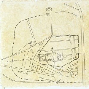 Plan of Narbo Martius in the Roman province of Gallia Transalpina (now Narbonne), drawing