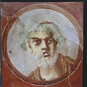 Portrait of an old man (probably a poet or a philosopher) from Italy, Campania, Pompeii, painting on plaster, 55-79 A. D
