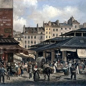 View of the Market of Les Halles : c1828. Giuseppe Canella I (1788-1847), Italian painter