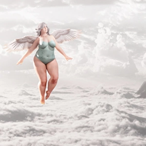 afterlife, angel, ar, augmented reality, barefoot, cloud, color image, computer graphic