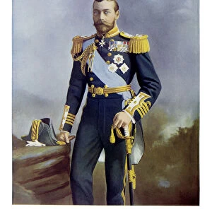Antique color portrait of King George V, The Duke of York