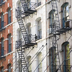 Fire escapes on buildings, New York City