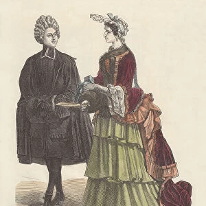French Abbe and noble lady, early 18th century, published c. 1880