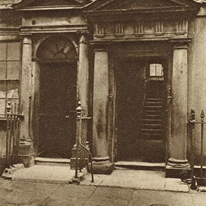 18th Century doorways in Carrington Street, near Shepherds Market (b / w photo)