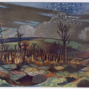 Air Fight at Wytschaete, from British Artists at the Front, Continuation of The Western Front, Part Three, Paul Nash, 1918 (colour litho)