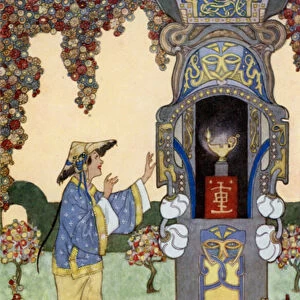 Aladdin Finds the Lamp (colour litho)