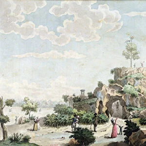 Artificial mountain constructed in 1793 on the Champs de Mars (w / c on paper)