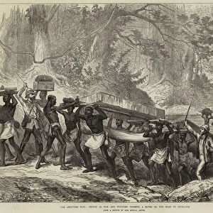 The Ashantee War, Convoy of Sick and Wounded crossing a River on the Road to Coomassie (engraving)