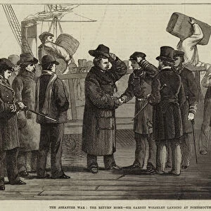 The Ashantee War, the Return Home, Sir Garnet Wolseley landing at Portsmouth (engraving)