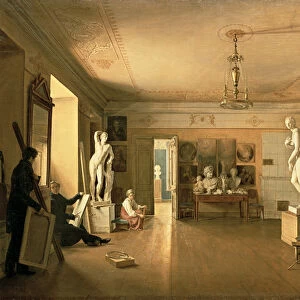 Atelier of the artist Alexey Venetsianov (1780-1847) 1827 (oil on canvas)