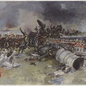 Battle of Waterloo (colour litho)