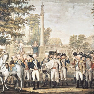 The British Surrendering to General Washington after their Defeat at Yorktown, Virginia
