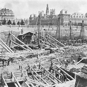 Building of the Hotel-Dieu, Paris, c. 1866 (b / w photo)