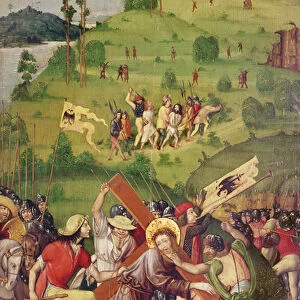 The Carrying of the Cross, from Scenes from the Life of Christ (oil on panel)