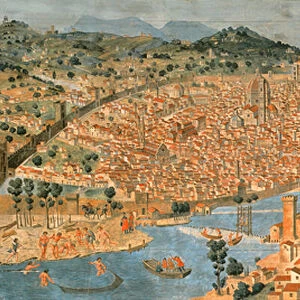 The Carta della Catena showing a panorama of Florence, 1490