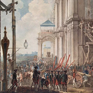 Catherine II on the Balcony of the Winter Palace, greeted by Guards and People