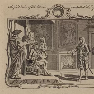 Charles Beauclerk, 1st Duke of St Albans, installed as a Knight of the Garter, 1718 (engraving)