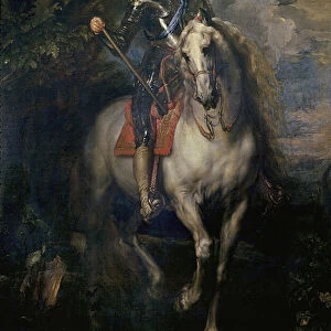 Charles Ier (roi d Angleterre) - Equestrian Portrait of Charles I (Charles I on Horseback) - Peinture de Sir Anthonis (Anton ou Antoon) van Dyck (1599-1641) - 1635-1640 - Oil on canvas - 123x85 cm - Museo del Prado, Madrid