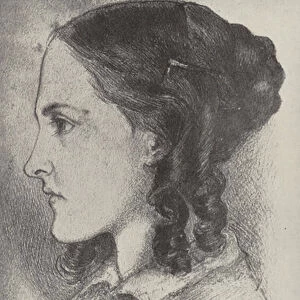 Christina Rossetti, English poet (litho)