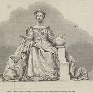 Colossal Statue of the Queen, at the Royal Institution, Edinburgh (engraving)