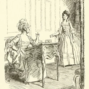 Come here, Child, Madame Duval breaking it to Evelina that "she had it in her head to make something of"her (engraving)
