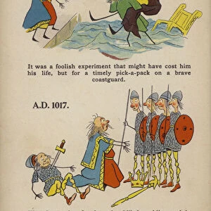 Comic Early English History: King Canute (colour litho)