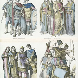 Costumes of the ancient world (coloured engraving)