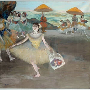 Dancer with the bouquet greeting on stage Painting by Edgar Degas (1834-1917). 1878