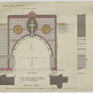 Design For Chancel Arch, Brigham Church, Cumberland, c. 1876 (pen & ink and w/c on paper)