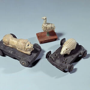Different toys in the shape of herisson, lion and dove. About 1150 BC. From Susa, Iran. Paris, Louvre Museum
