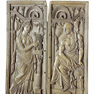 Diptych with poet and muse, 5th-6th century (ivory)