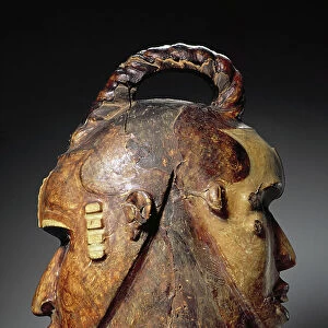 Double-Faced Helmet Mask, Ejagham Culture, from Nigeria or Cameroon (wood, skin, nails & bones) (see also 186313-316)