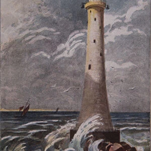 Eddystone Lighthouse, off Plymouth, late 19th century (colour litho)