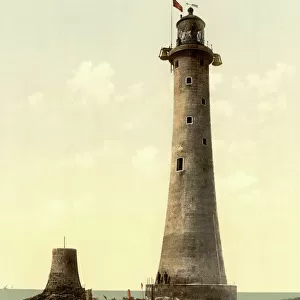 Eddystone Lighthouse, Plymouth, England, c. 1900 (photochrom)