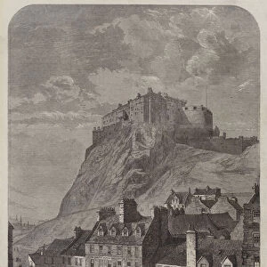 Edinburgh Castle, from the Corn Exchange, in the Grassmarket (engraving)