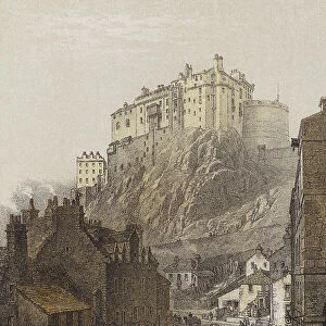 Edinburgh Castle, from the Grassmarket (chromolitho)