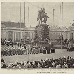 The Emperor William Centenary, the Monument of the First Kaiser immediately after the Unveiling (b / w photo)