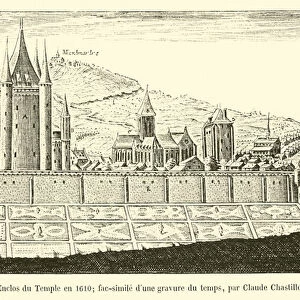 Enclos du Temple en 1610; fac-simile d une gravure du temps, par Claude Chastillon (engraving)