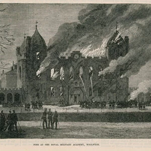 Fire at the Royal Military Academy in Woolwich (engraving)