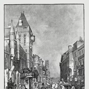 Fleet Street, showing the Law Courts (litho)