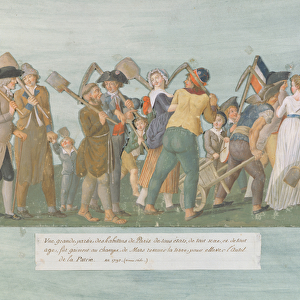 Fol. 31 The Parisians going to the Champ de Mars, 1792 (gouache on card)