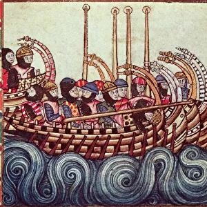 Fol. 53r Departure of a Boat for the Crusades, written in Galacian for Alfonso X (1221-84