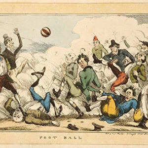 Football in the streets of London, 1820 (etching)