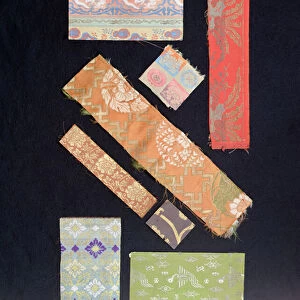 Fragments of fabric used for obi sashes, kimonos, No costumes and Kesa costumes for priests, 17th-18th century (silk)