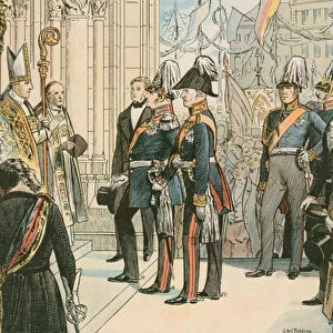 Frederick William IV, King of Prussia (1795 -1861), at Cologne Cathedral in 1848 (colour litho)